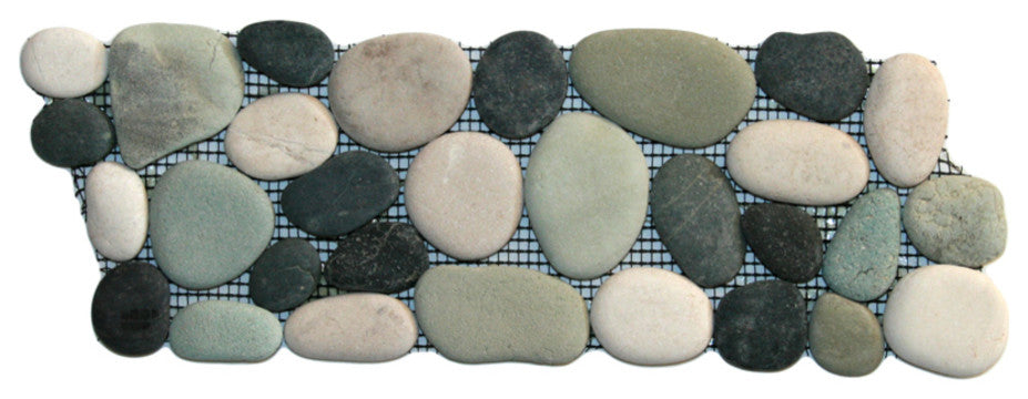 Bali Turtle pebble tile border "“ mesh-backed river stone for walls