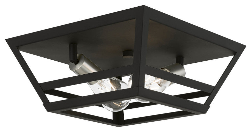 Schofield 2 Light Black With Brushed Nickel Accents Flush Mount