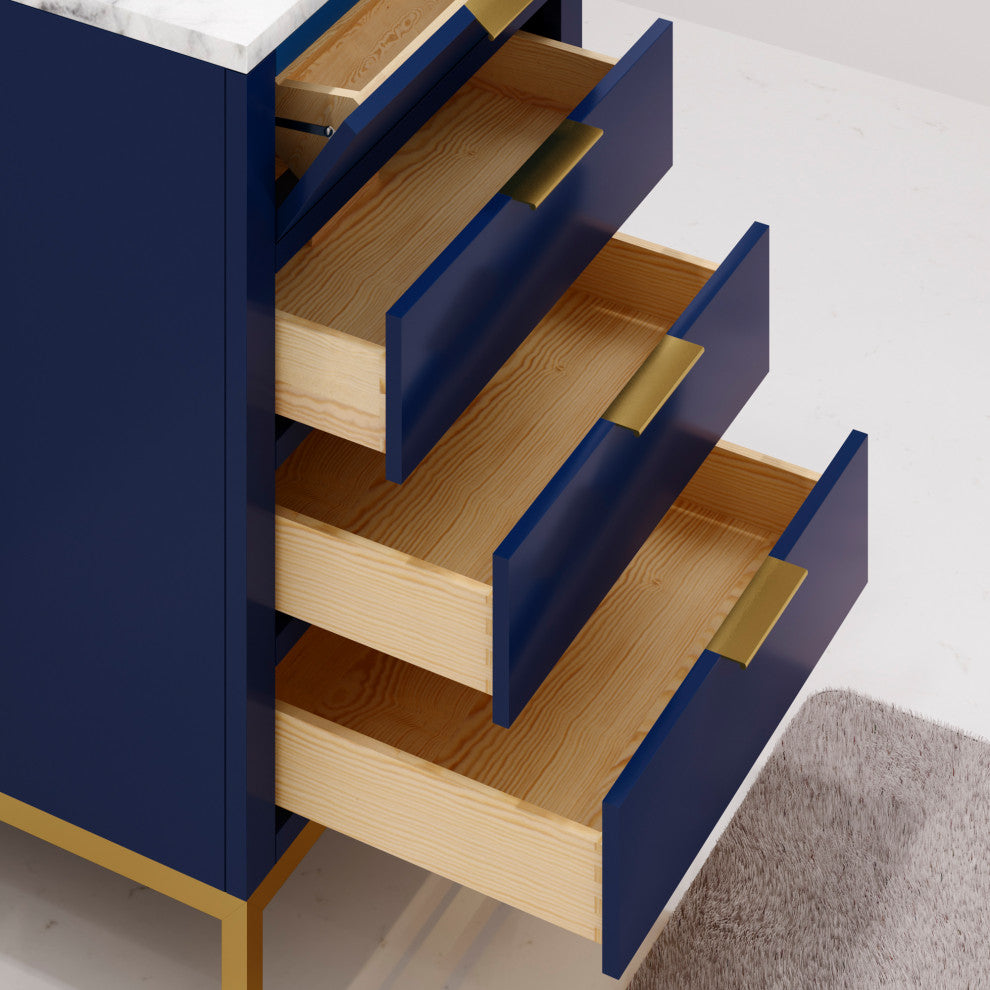 Bristol 24" Marble Countertop Vanity, Blue With Gooseneck Faucet