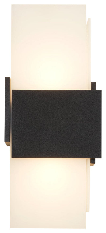Acuo Outdoor LED Sconce, Textured Black, Bright White