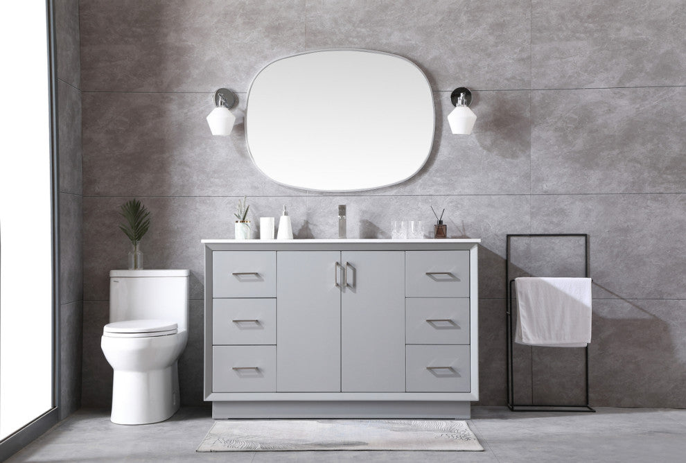 54" SIngle Bathroom Vanity, Grey