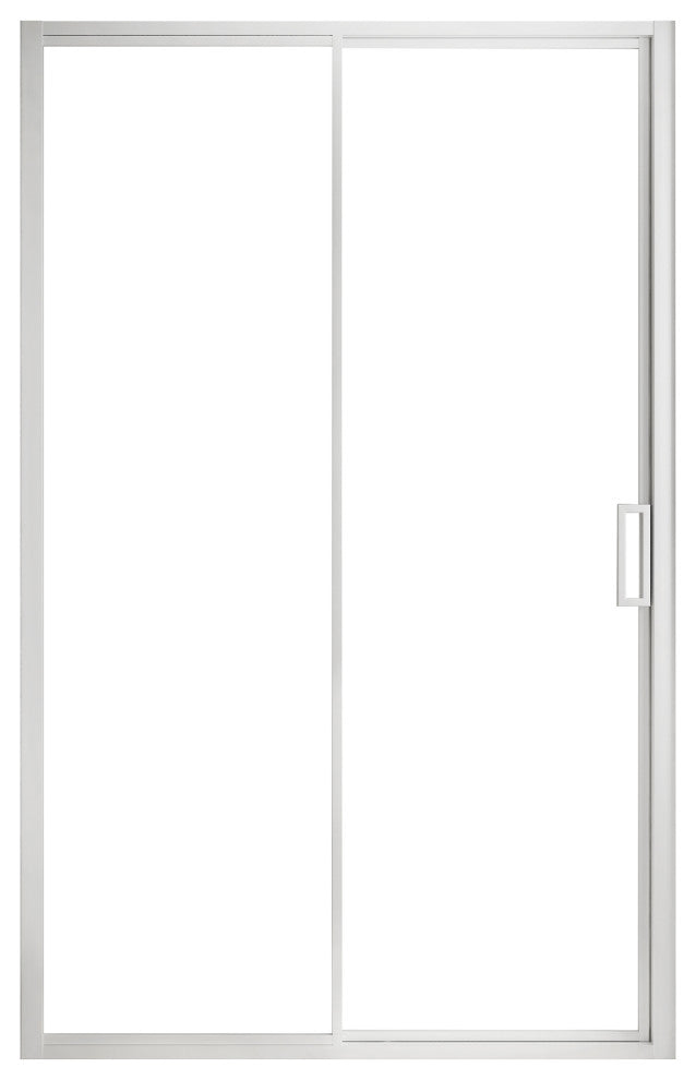 Stanford Sliding Fluted Alcove Shower Door, Satin Nickel, Clear Glass, 48"
