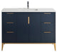 DIVANI 48" Vanity WithQuartz Counter Top, Gloss White, Navy Blue