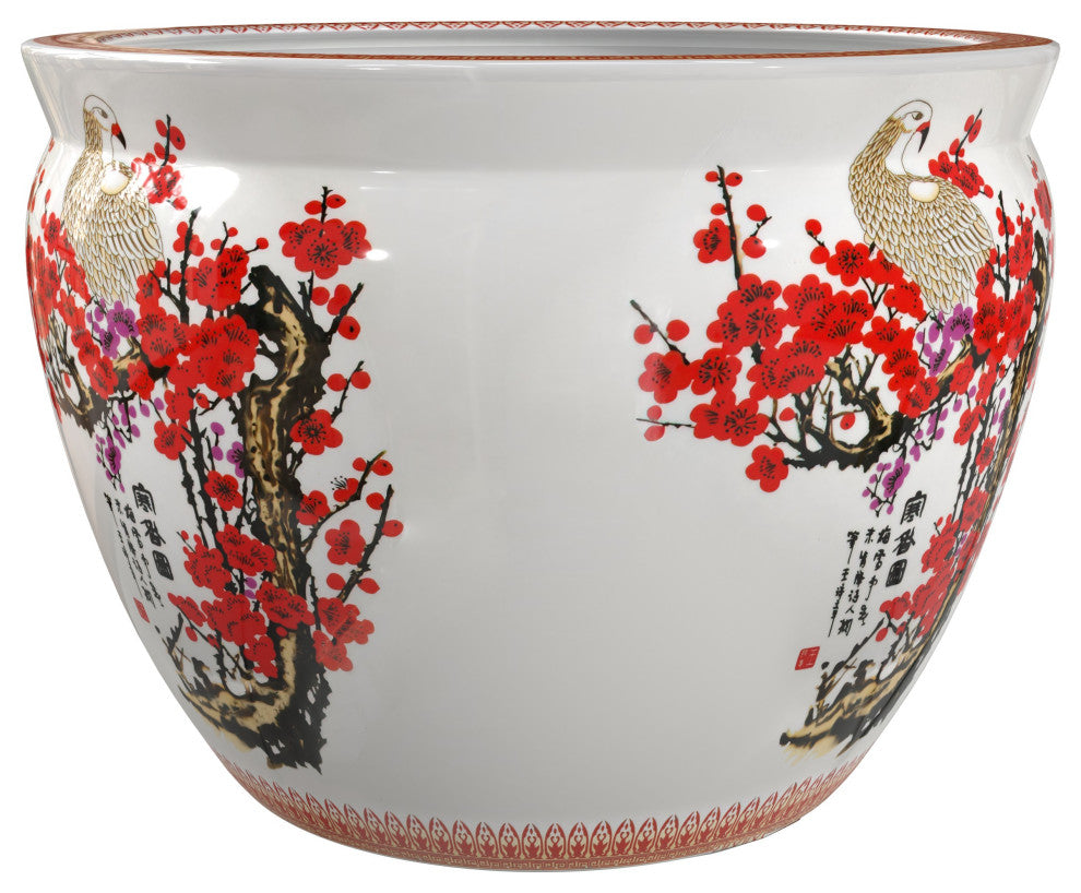 14" Cherry Blossom Porcelain Fishbowl