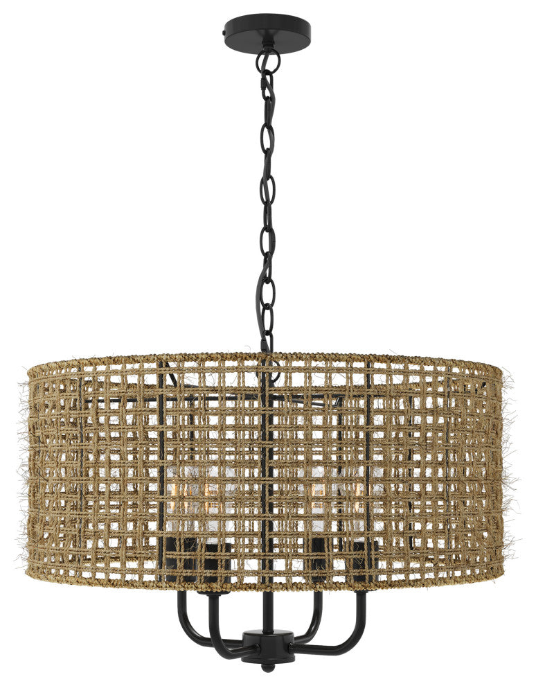 Vintage 4-Light Unique Hemp Rope Pendant Lighting Fixture