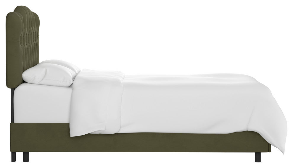 Aaron Full Tufted Bed, Velvet Loden