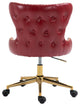 Hendrix Swivel and Adjustable Vegan Leather Office Chair, Red, Rich Gold Base