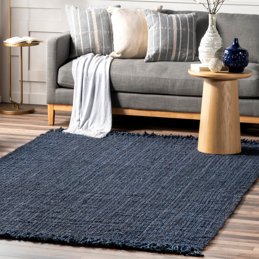 Nuloom Hand Woven Maui Chunky Loop Rug, Navy 5'x7'6"