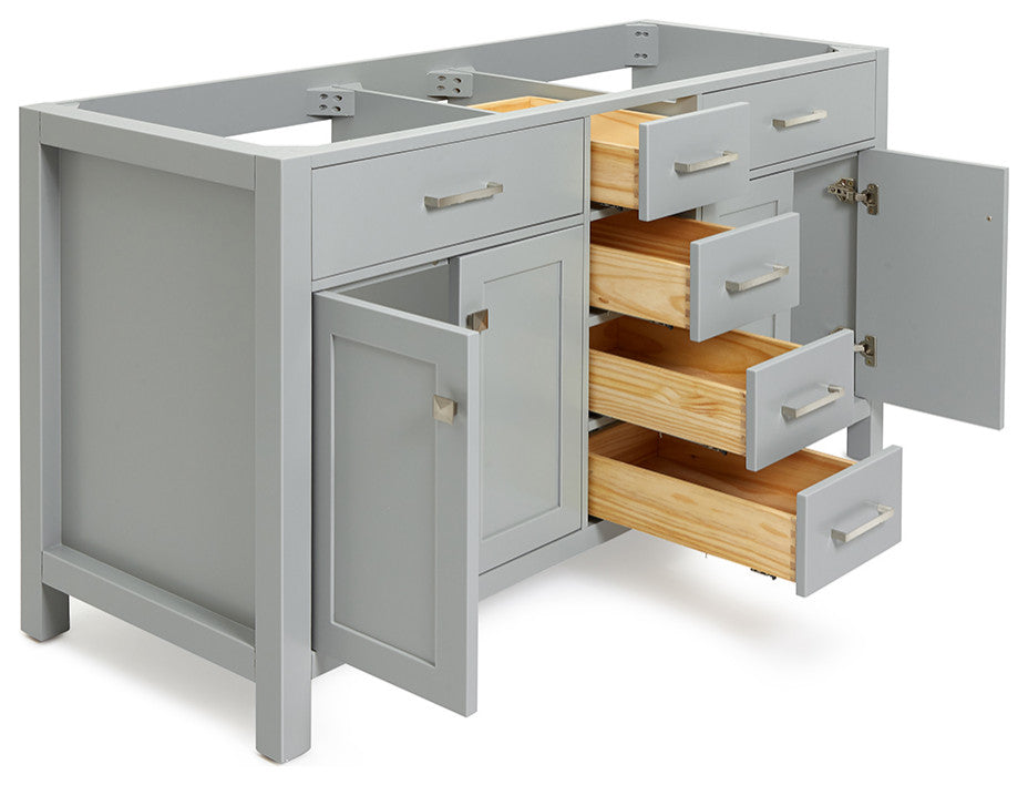 Ariel Bristol 60" Sinks Bath Vanity Base, Gray