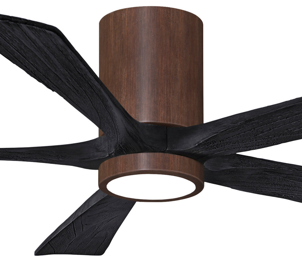 Irene-5HLK 5-Blade Flush Mount Ceiling Fan, Integrated LED, Walnut Tone/Matte Black, 52"