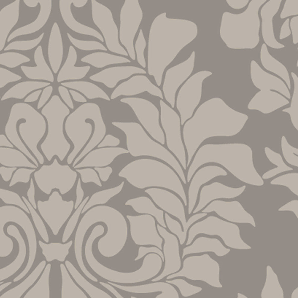 Classic Damask Peel and Stick Vinyl Wallpaper, Dark Gray, 24"w X 60"h