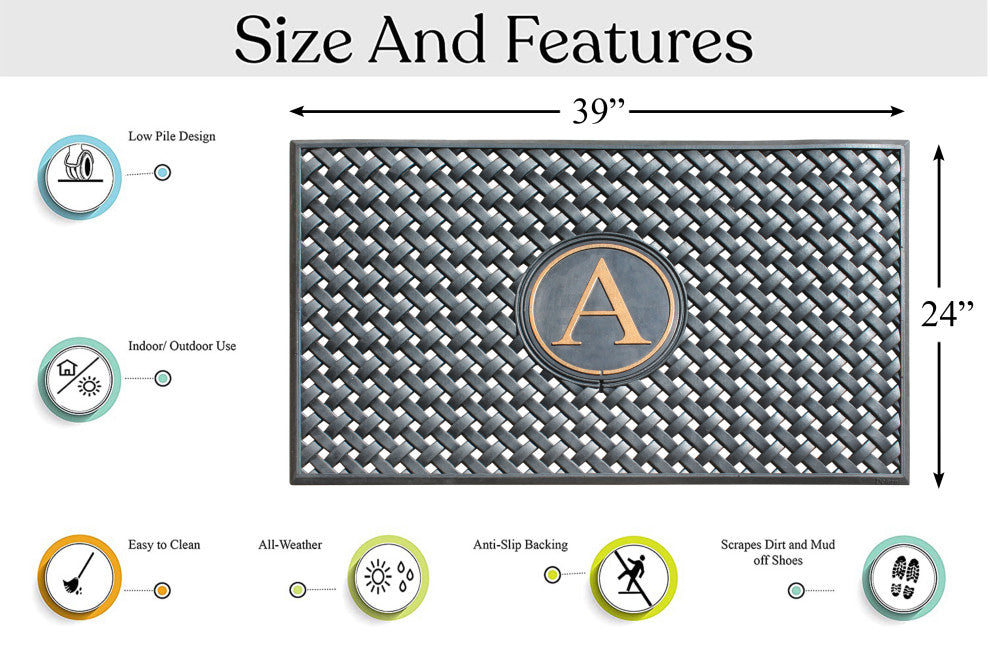 A1HC 100% Rubber Monogrammed Heavy Duty Durable Doormat 24"x39"�, A