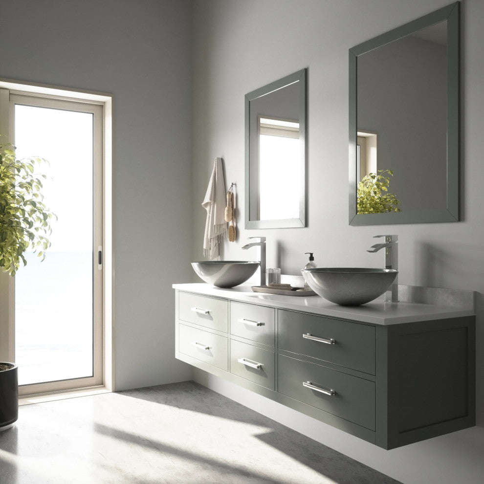 Giovanni 17"L x 17"W Glass Vessel Sink and Duris 12"H Faucet Set
