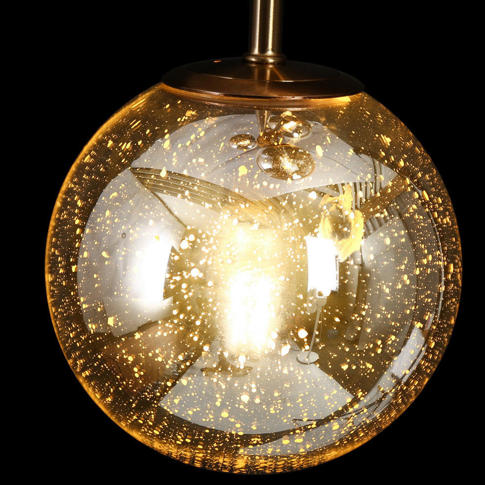 LNC Crithmum 4-Light 13" Modern Mercury Globe Glass Kitchen Island Light, Brass