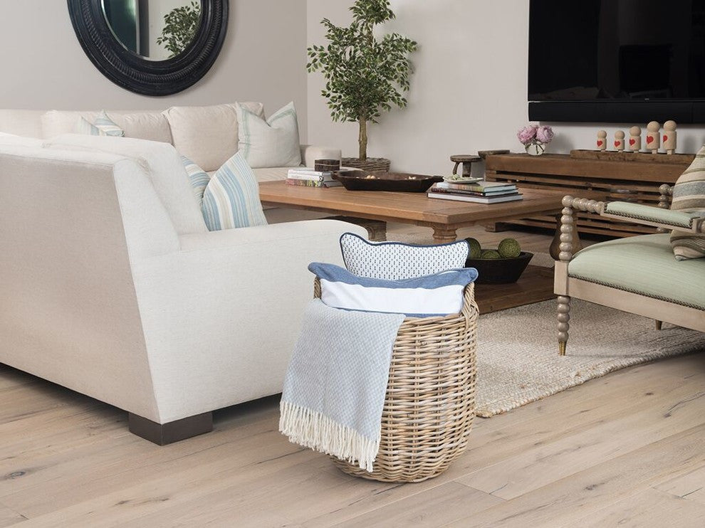 Rattan Kobo Round Storage Basket, Gray-Brown