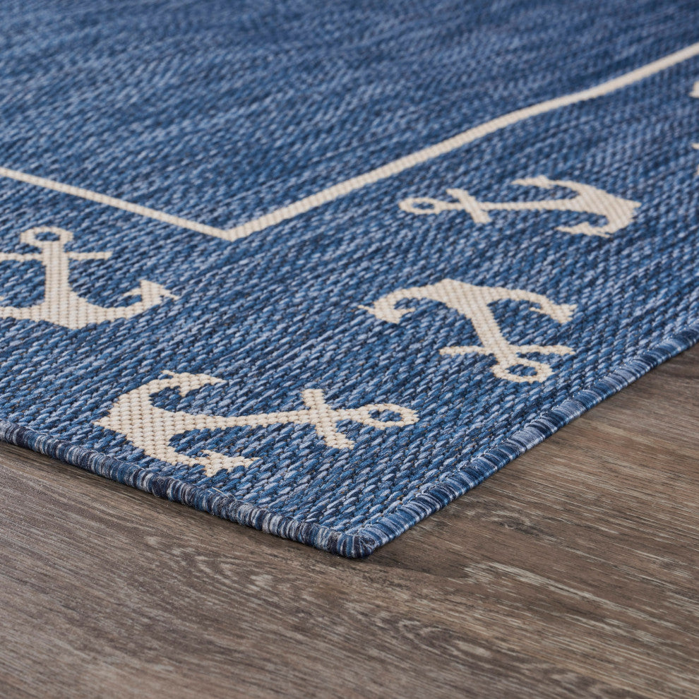 Nautical Anchor Border Indoor/Outdoor Accent Rug, 1'10"x3'