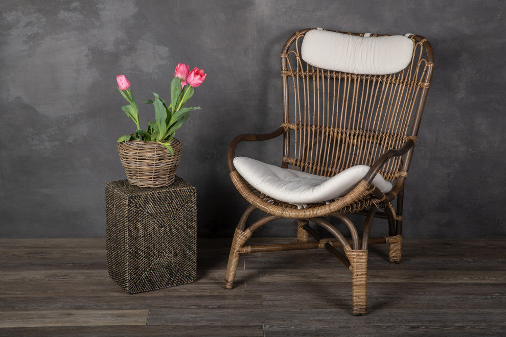 Rattan Kobo Indoor and Outdoor Planter Basket With Plastic Pot, X-Small