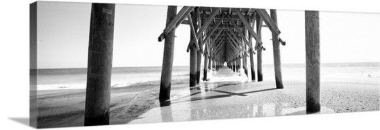 "Under Wooden Pier NC" Canvas Art, 60"x20"x1.25"