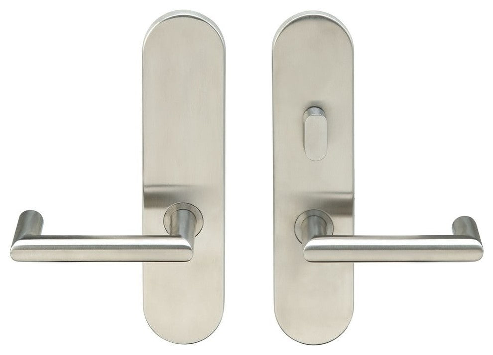 Stuttgart Lever, Tubular Passage With Privacy Bolt, LH, Satin Stainless Steel