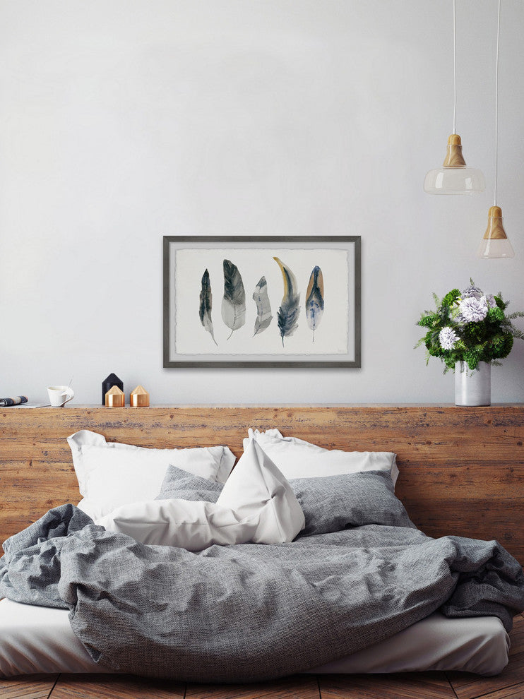 "Shaded Feathers" Framed Painting Print, 24"x16"