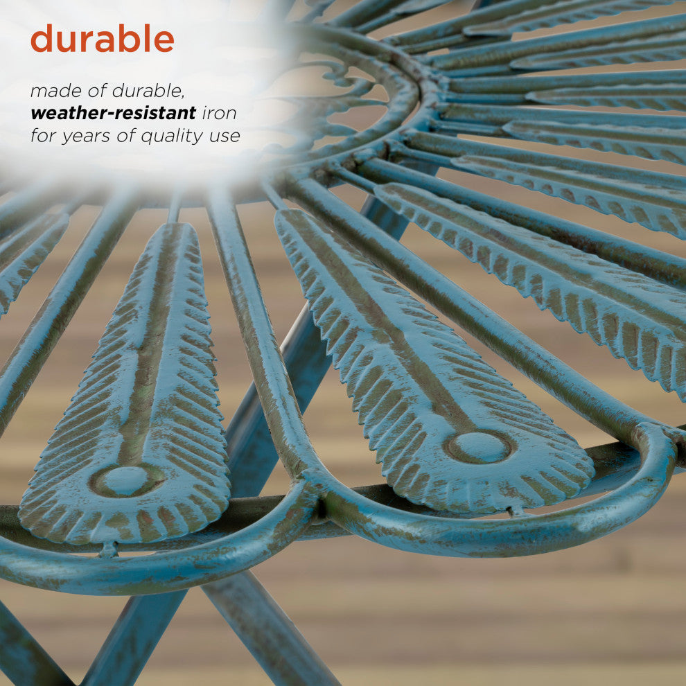 Alpine Peacock Feather Bistro Set with Table and Two Chairs, 30"