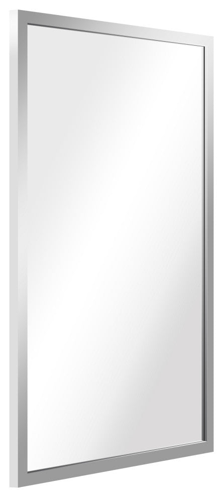 Contempo Stainless Steel Gold Wall Mirror, Polished Silver, 24"x36"