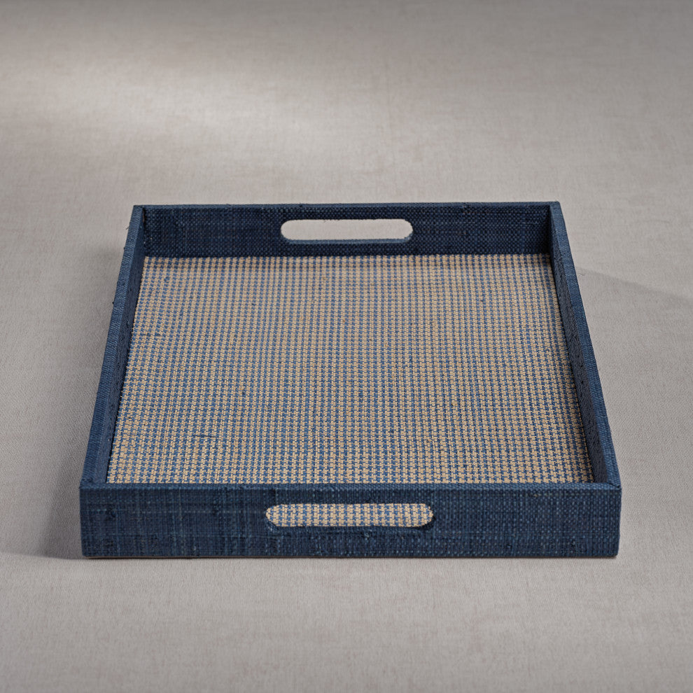 Trani Houndstooth Raffia Tray