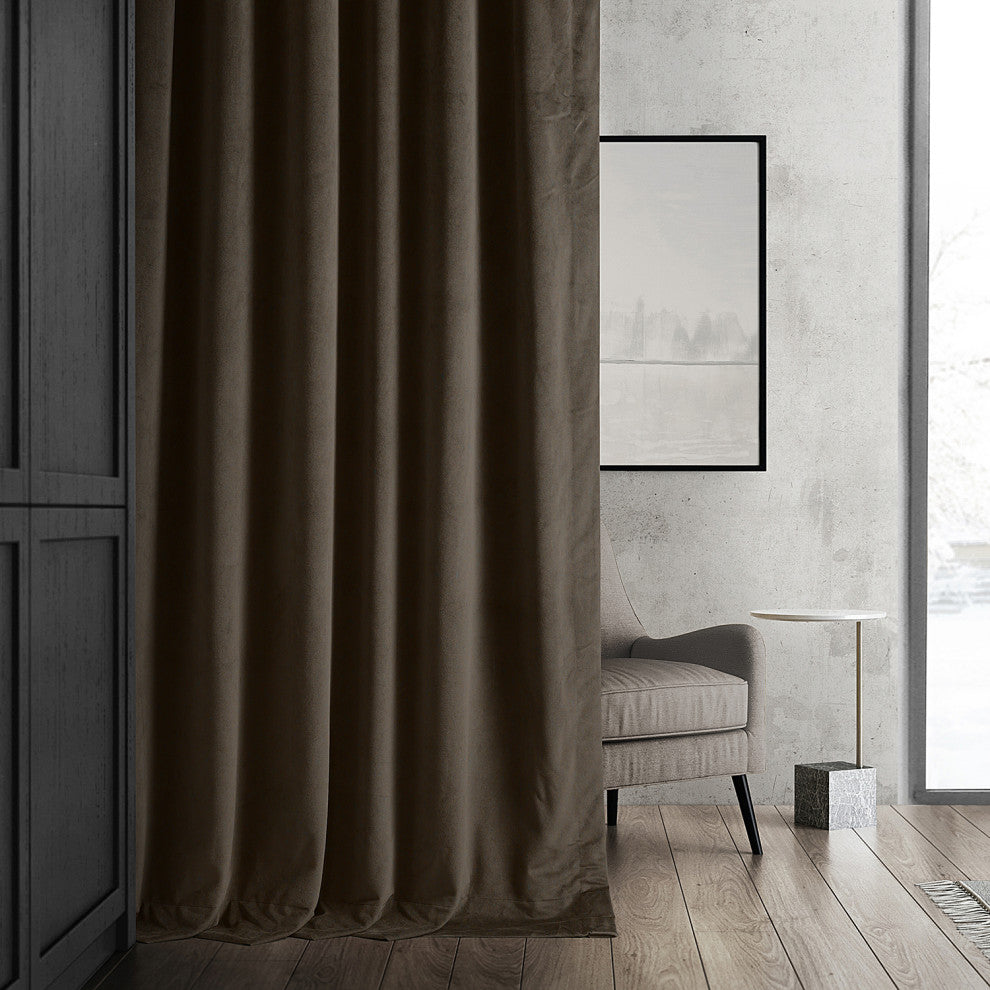 Signature Java Blackout Velvet Curtain Single Panel, 50"x84"