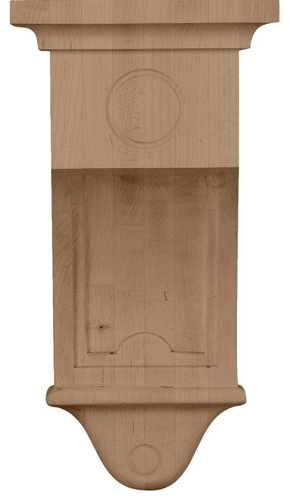 7 1/2"W x 7 1/2"D x 14"H Arts and Crafts Corbel, Rubberwood