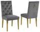 Velvet Tufted Side Chairs in Dark Gray with Gold Chrome Legs (Set of 2)