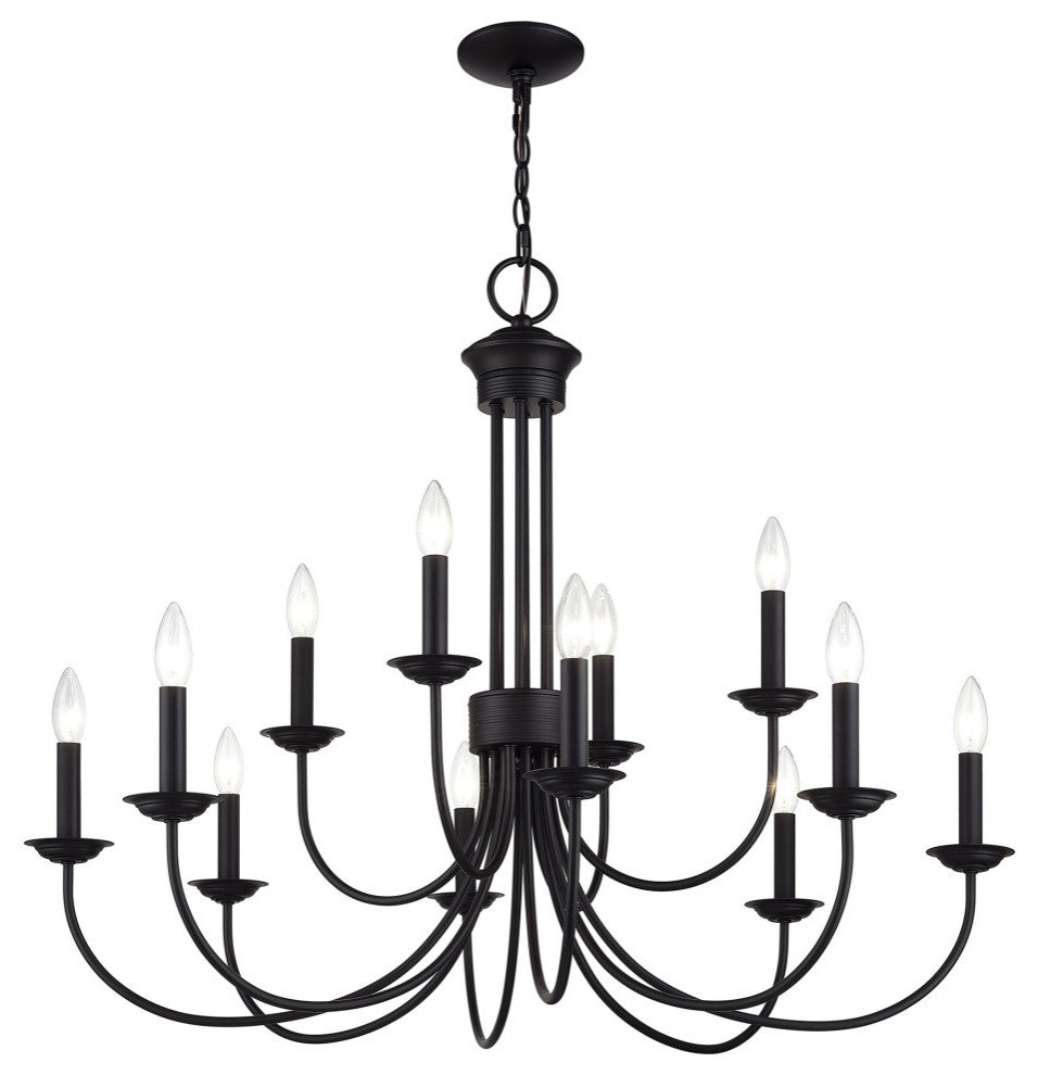 Estate 12-Light Black Large 2-Tier Chandelier