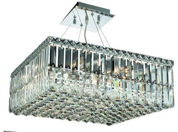 Elegant Maxim Dining Room Light, Chrome Finish With Royal Cut Crystal