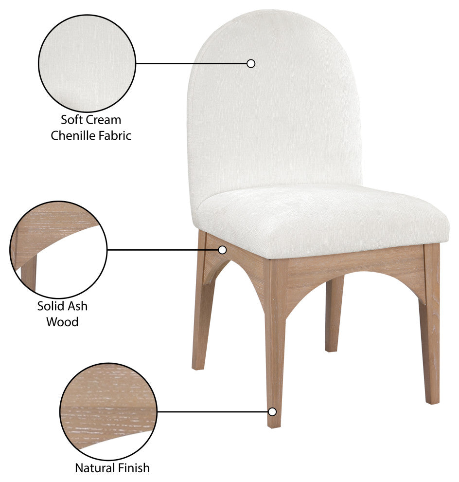 Waldorf Chenille Upholstered Dining Chair, Black, Chenille, Natural Finish, Cream, Side Chair, Chenille Fabric, Natural Finish