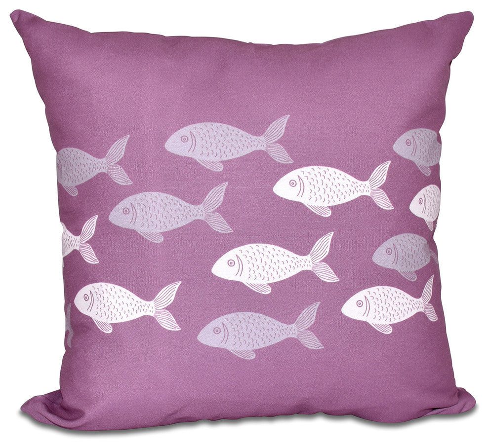 Fish Line, Animal Print Pillow, Purple, 16"x16"