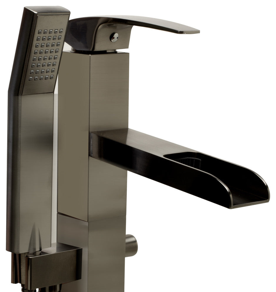 ALFI brand AB2843-BN Brushed Nickel Single Hole Floor Mounted Tub Filler