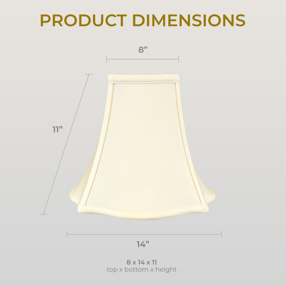 Royal Designs Flare Bottom Outside Square Bell Lamp Shade, Eggshell, 8x14x11, Si