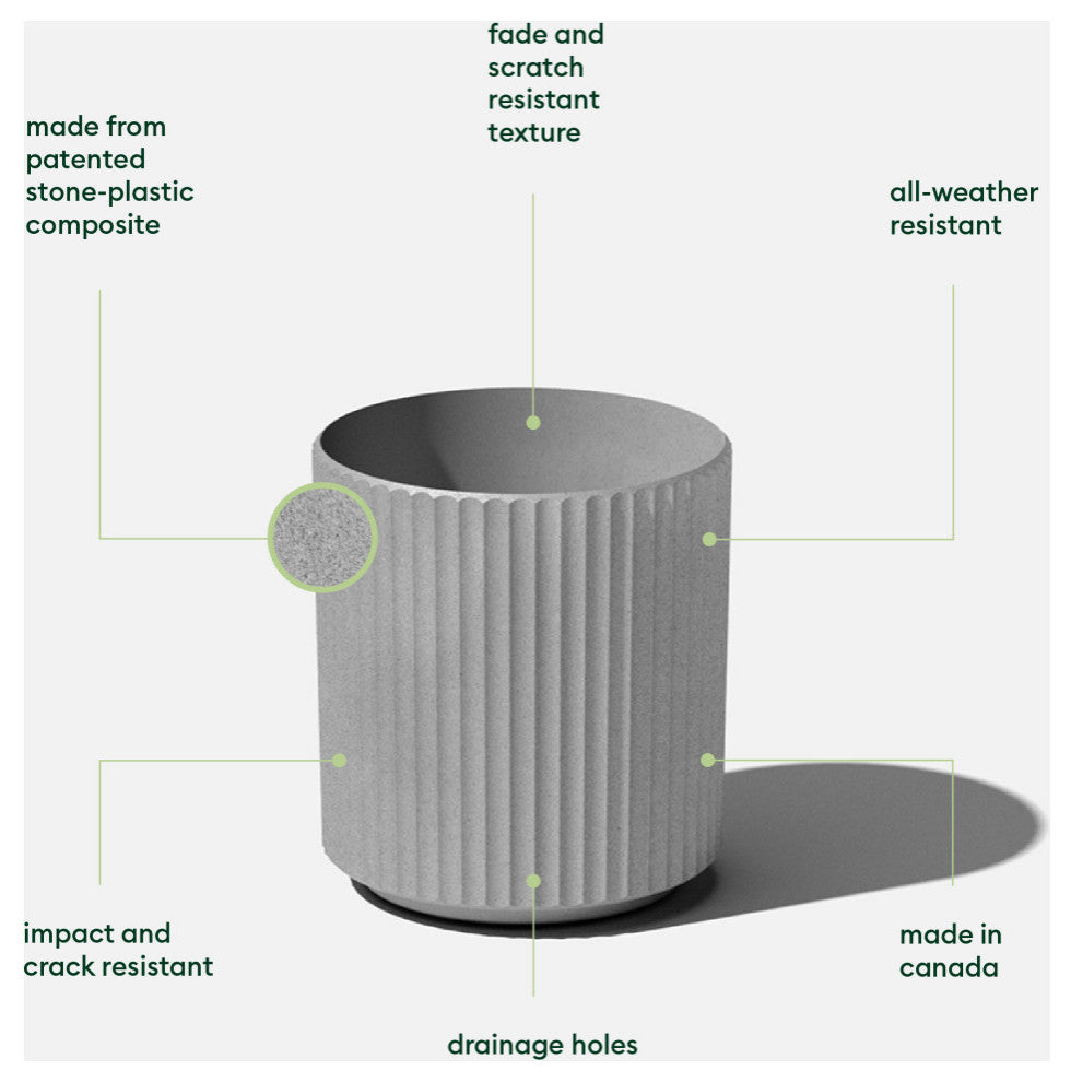 Veradek Demi Series Planter, Gray, 12", 1 Pack