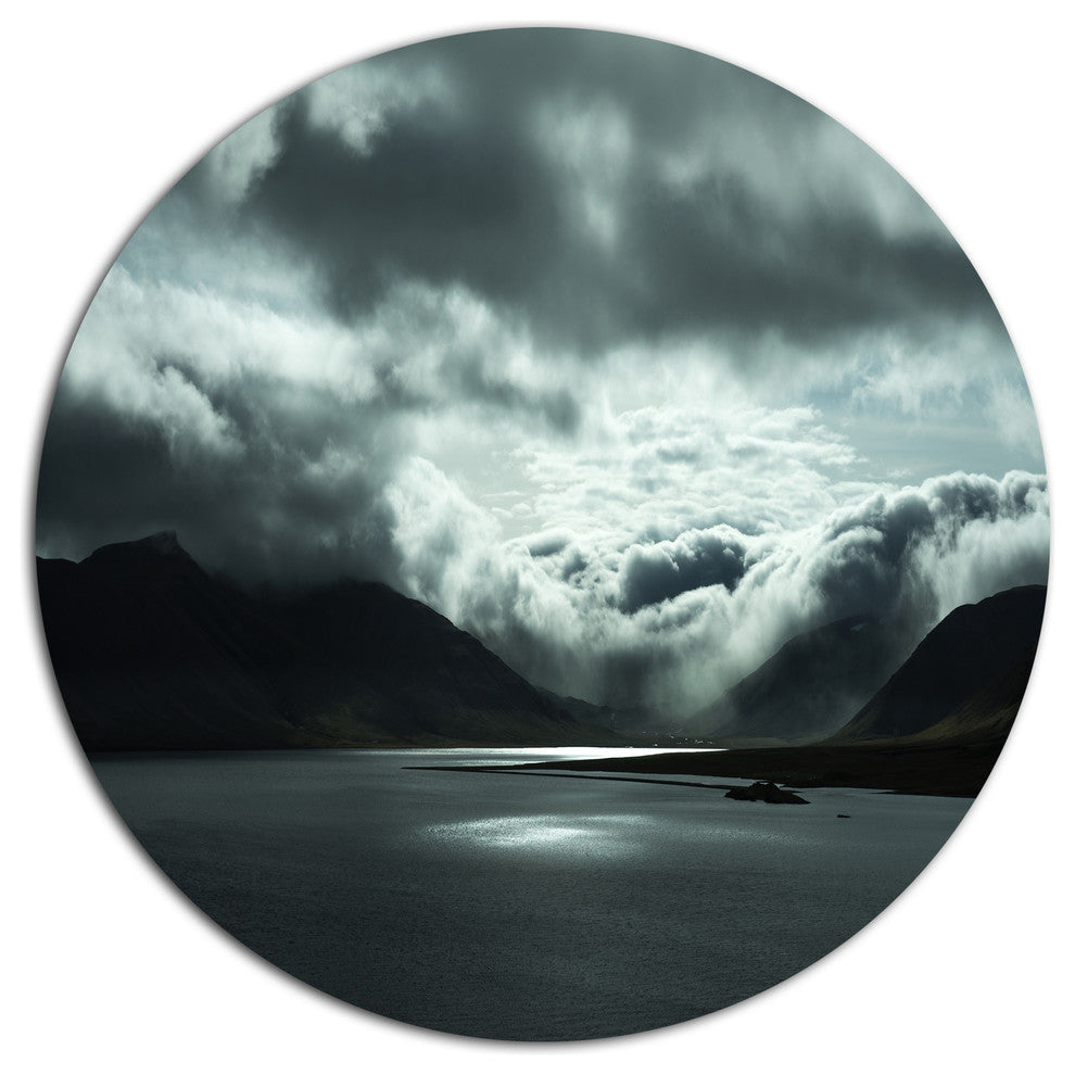 Stormy Iceland In The Summer, Seashore Art Disc Metal Wall Art, 23"