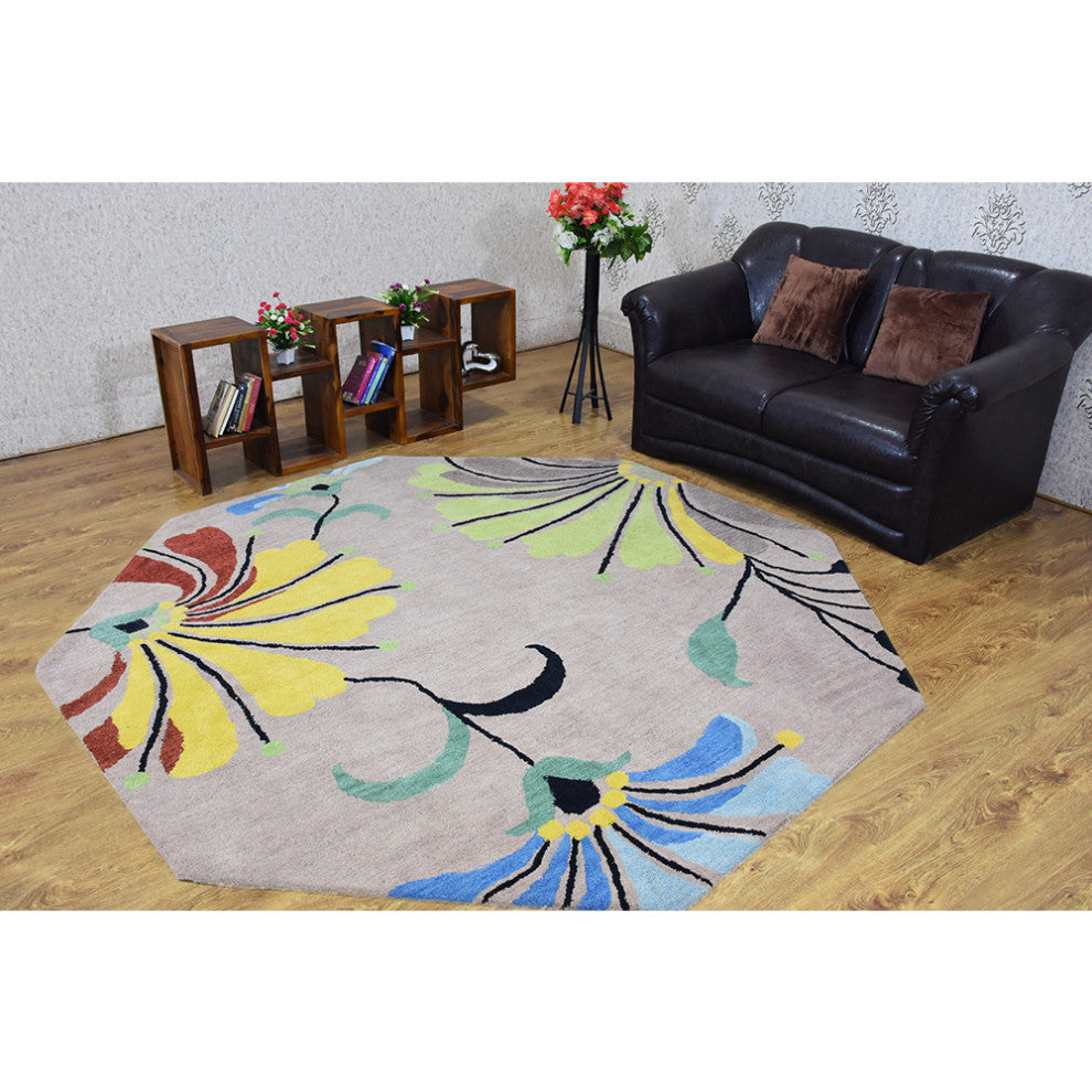 HAND TUFTED WOOL ECO-FRIENDLY AREA RUGS ECO-FRIENDLY AREA RUGS -  Camel, Floral
