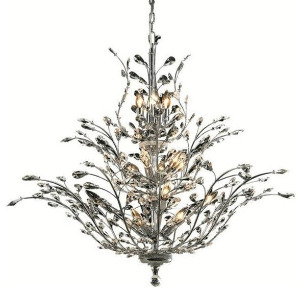 Elegant Orchid Foyer Hall Light, Chrome Finish With Royal Cut Crystal