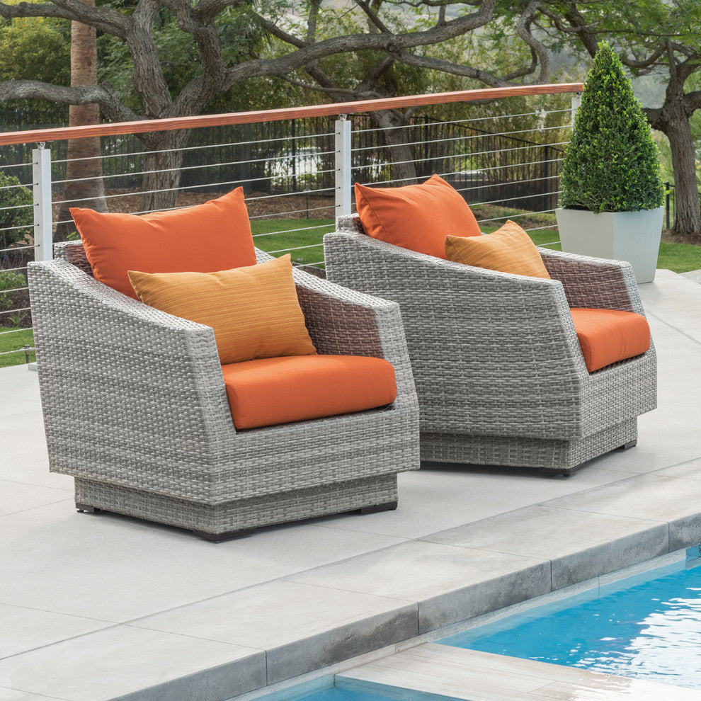 Cannes 2 Piece Aluminum Outdoor Patio Club Chairs, Orange