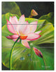 "Lotus and Water drops" Painting Metal Wall Art, 3 Panels, 28"x36"