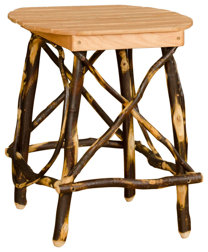 Hickory Log 4-Leg End Table, Hickory & Oak, Oval