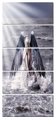 "Woman With Dark Angel Wings" Modern Beach Canvas Art Print, 5 Panels, 28"x60"