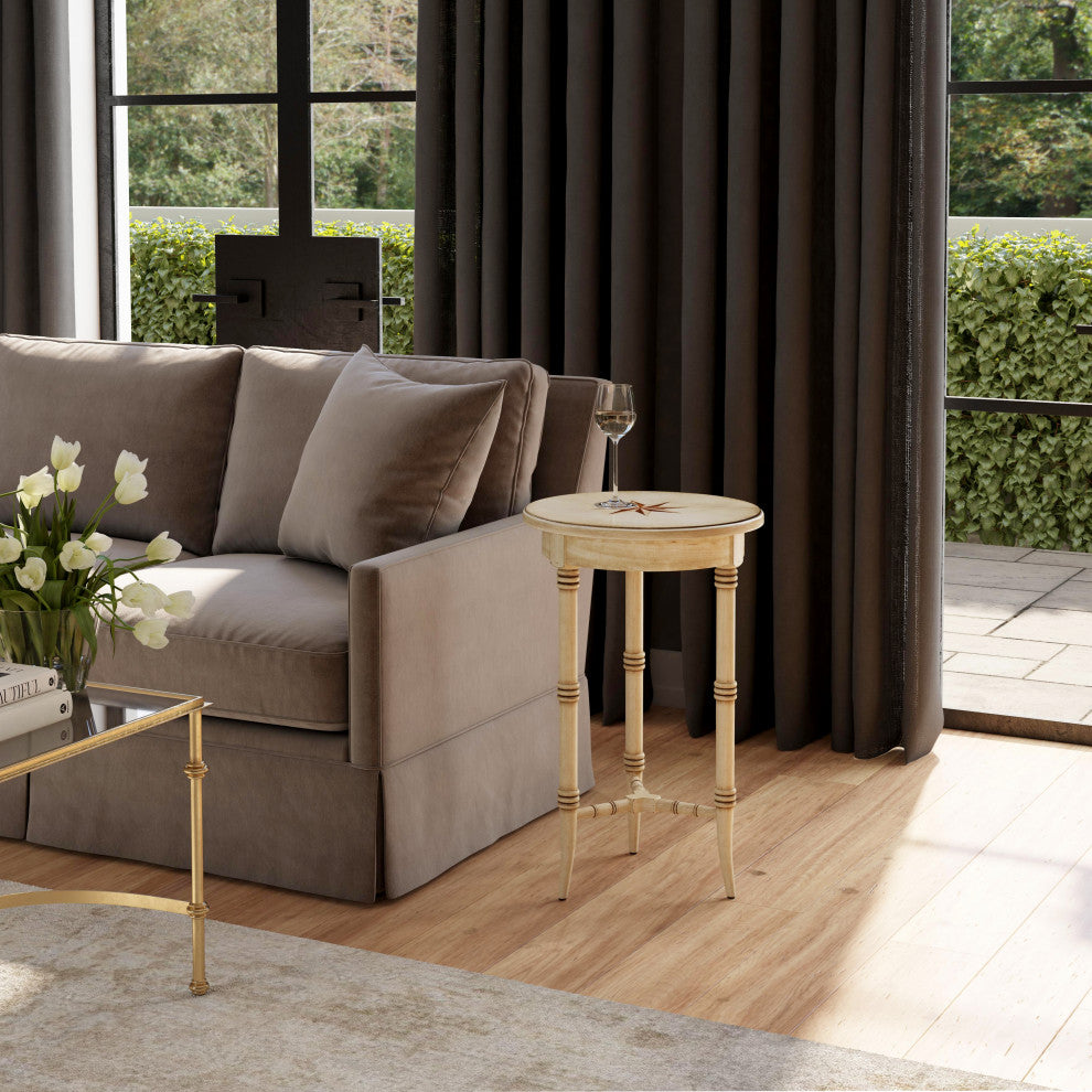 Isla Olive Ash Burl Accent Table, Beige