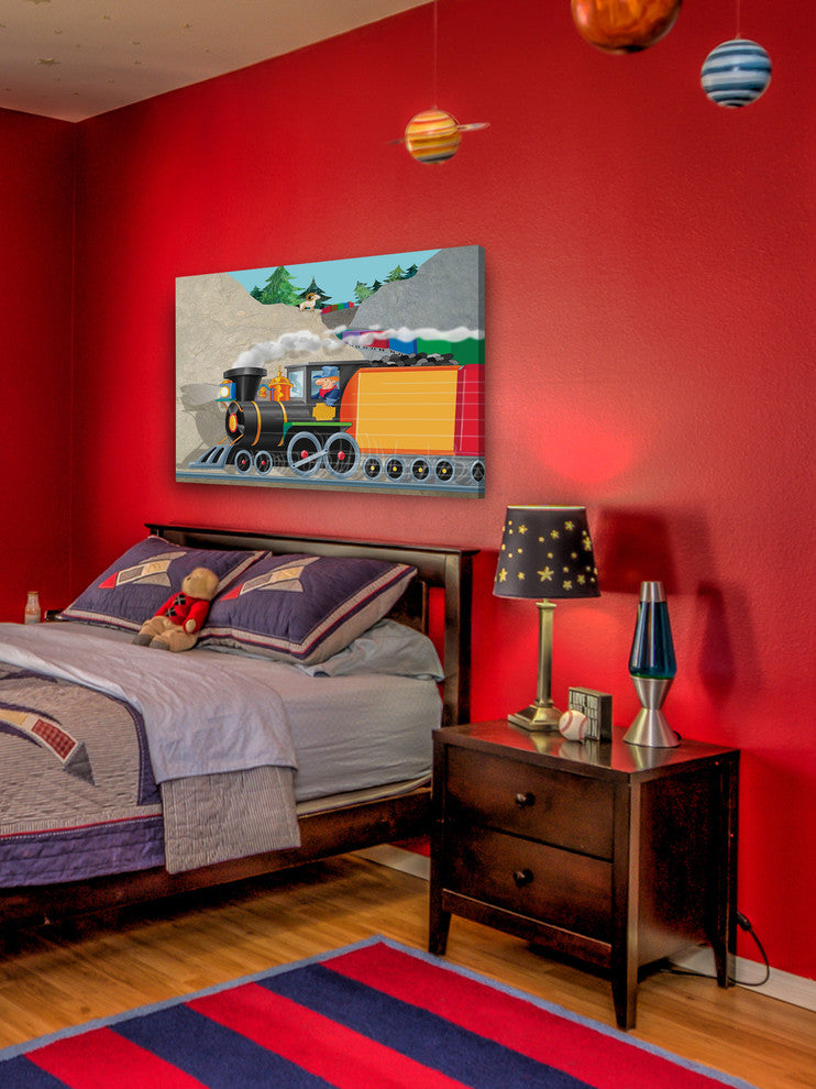 "Mountain Train" Painting Print on Canvas by Curtis