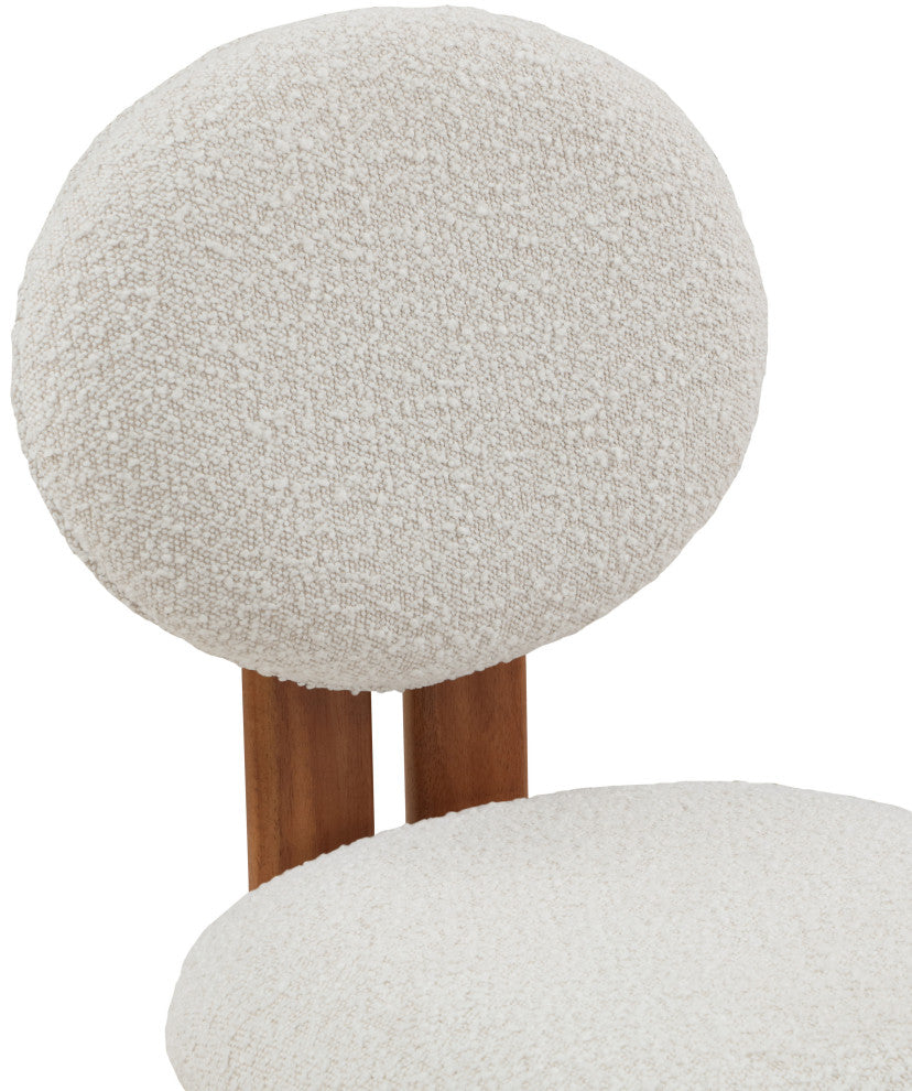 Napa Boucle Fabric Dining Chair, Set of 2, Cream, Walnut Finish
