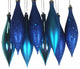 Blue Shatterproof 4-Finish Finial Drop Christmas Ornament, Set of 8