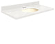 Quartz 43"x22" Vanity Top, Single Faucet Hole, Milan White, Biscuit Bowl