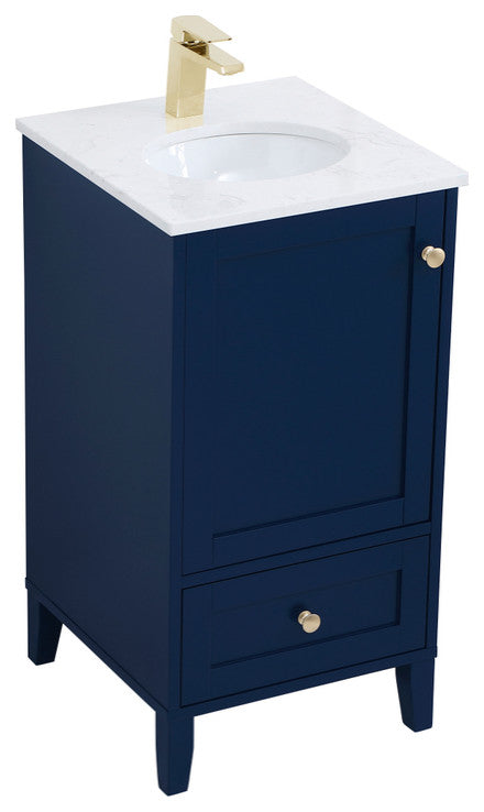 Single 18" Bathroom Vanity (Blue), Blue, 18